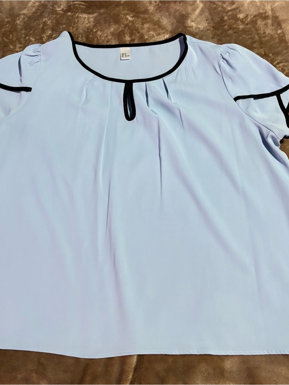 Milumia Womens Casual Work Top, Cap Sleeves, Round Neck, Keyhole, Size XL